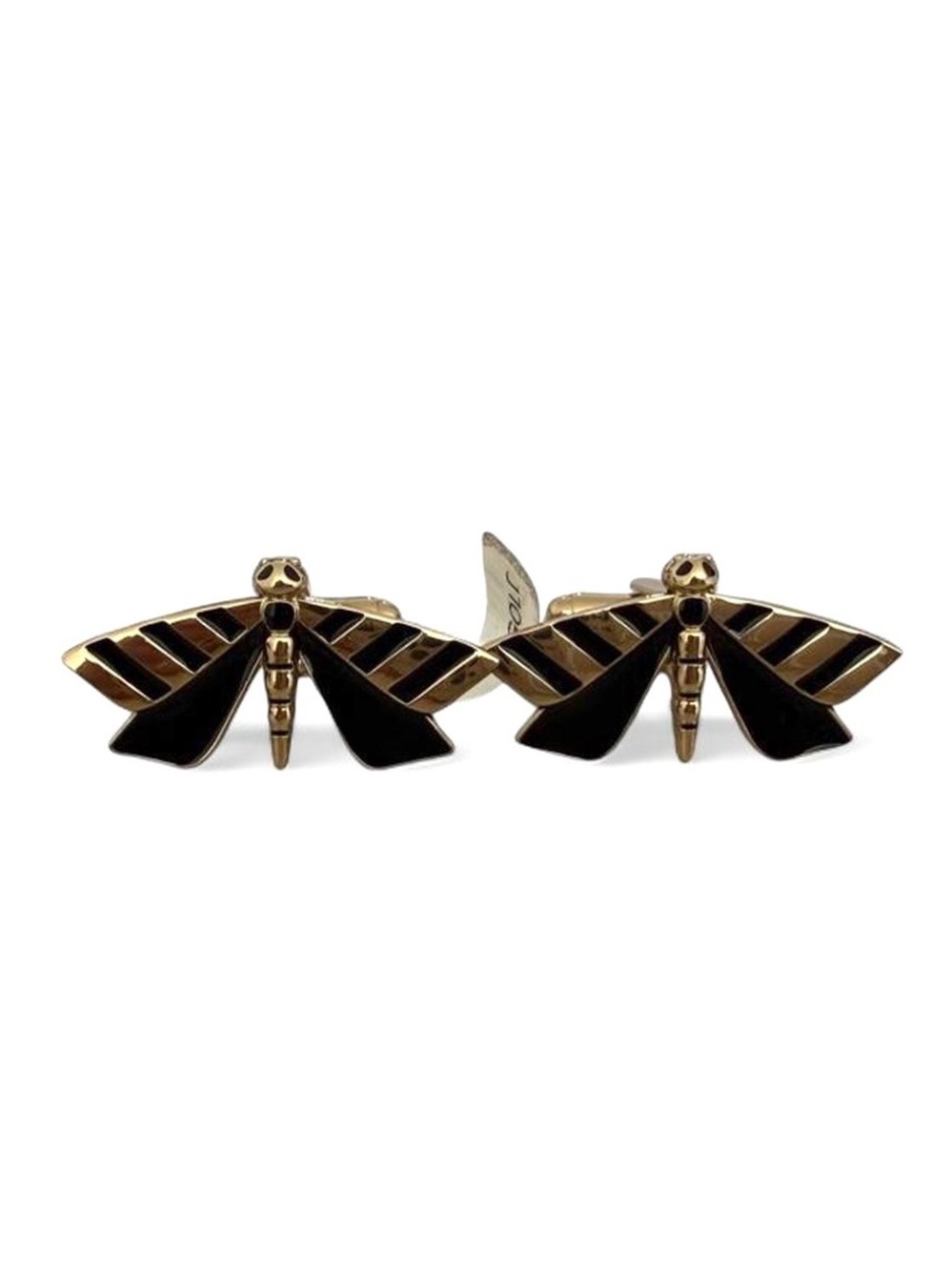 Anne Fontaine Bee Cufflinks NWT Gold Black Enamel Y2K